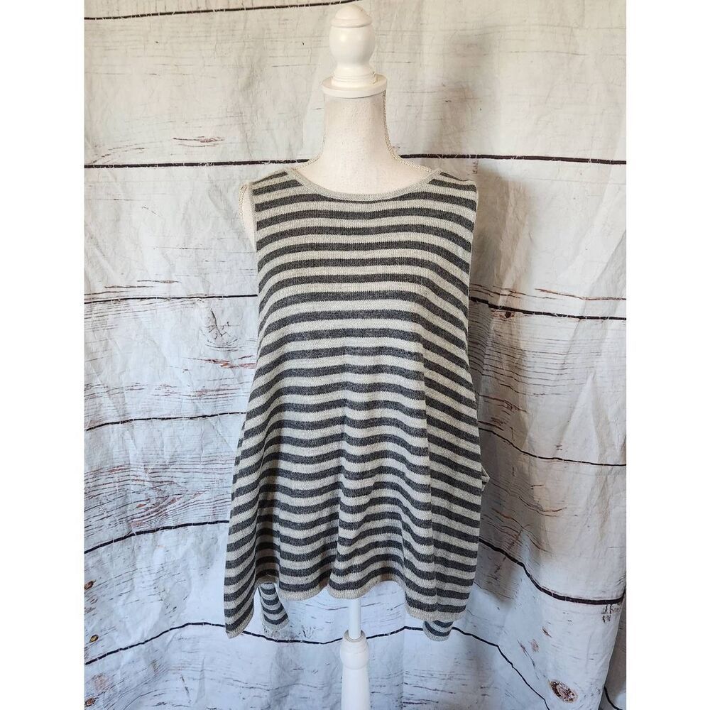 Bryn Walker Striped Lagenlook Alpaca Side Tie  Top Size Medium